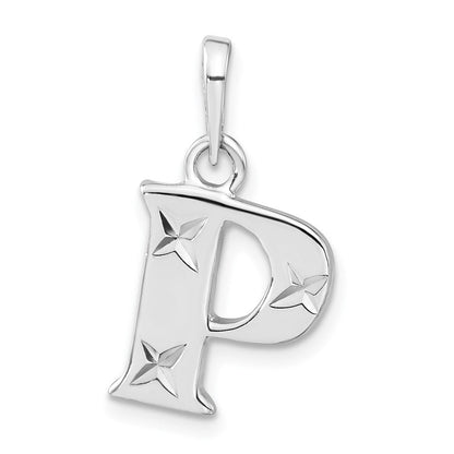 Sterlingsilber Poliert Diamantiert Initiale P Anhänger