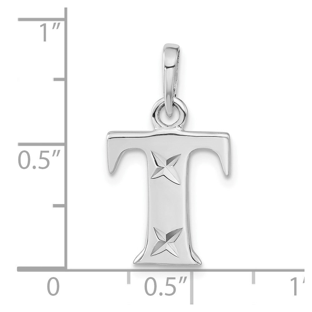 Sterlingsilber Poliert Diamantiert Initiale T Anhänger