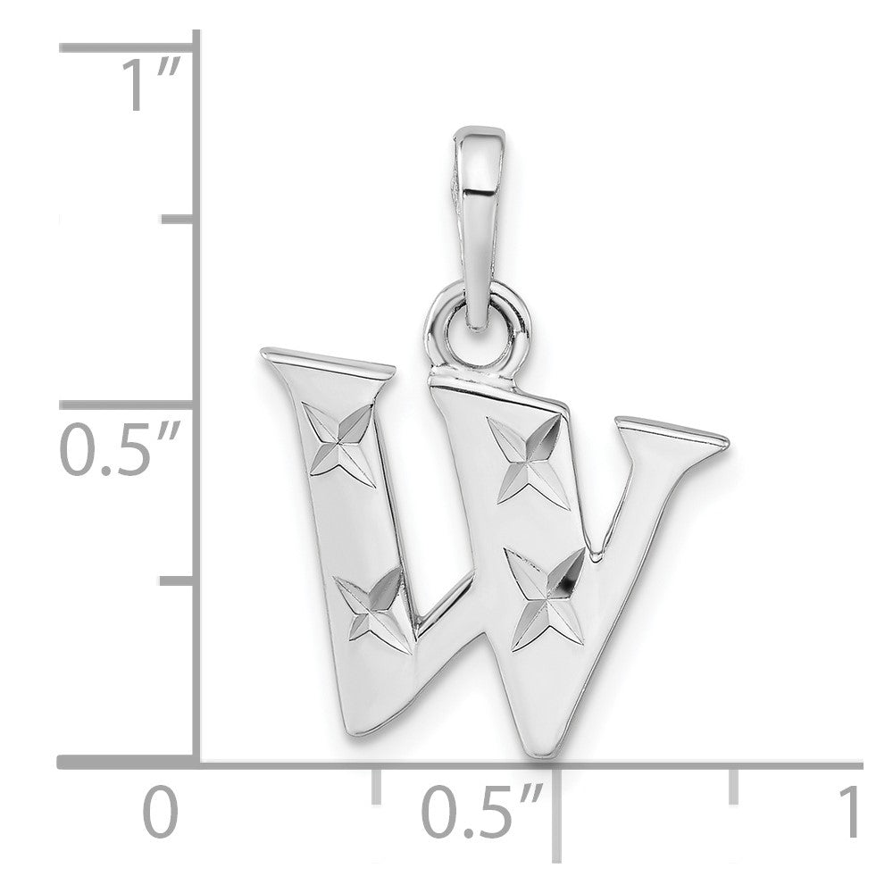 Sterlingsilber Poliert Diamantiert Initiale W Anhänger