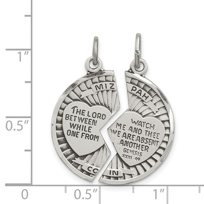Sterlingsilber Satiniert Antikisiert 2-piece Mizpah Anhänger