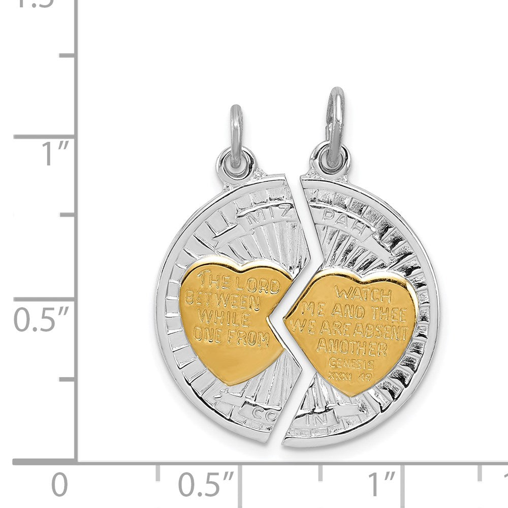 Sterlingsilber Rhodiniert & Vergoldet Poliert Mizpah 2-piece Pendan