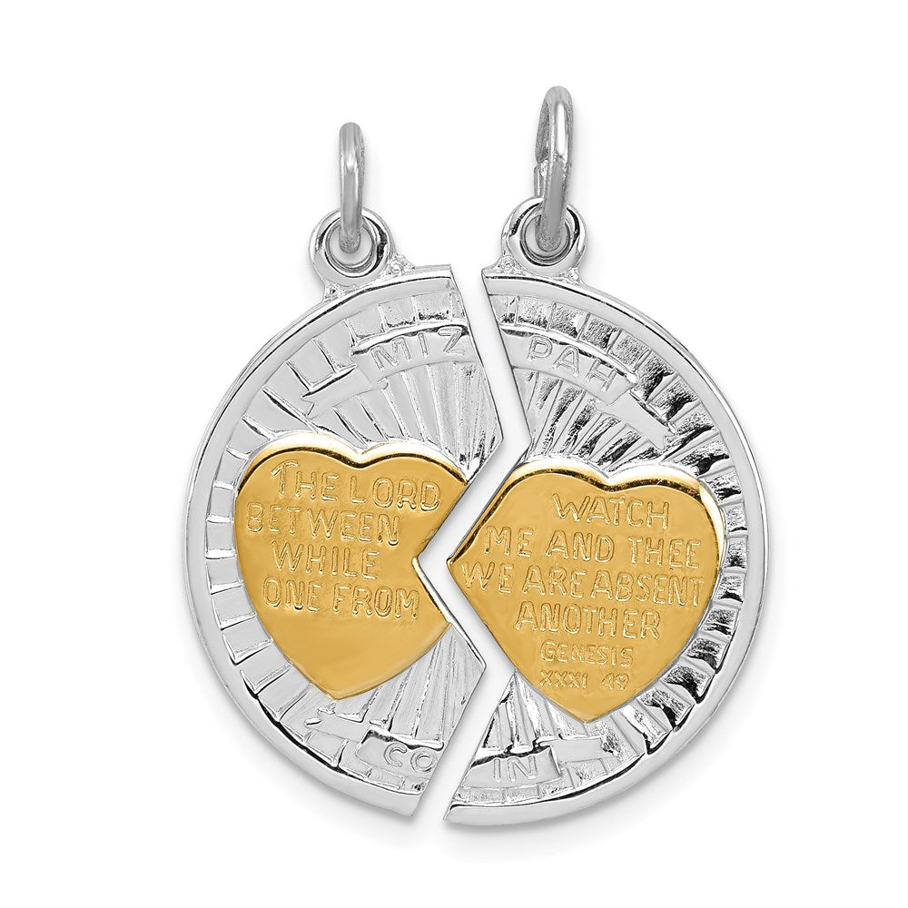 Sterlingsilber Rhodiniert & Vergoldet Poliert Mizpah 2-piece Pendan