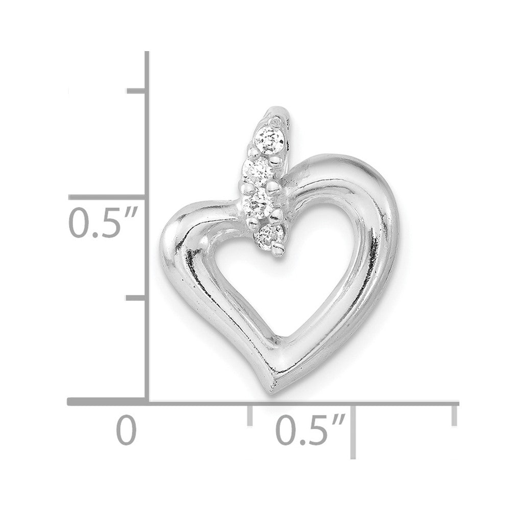Sterlingsilber Poliert Zirkonia Herz Anhänger