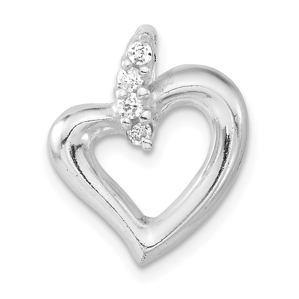 Sterlingsilber Poliert Zirkonia Herz Anhänger