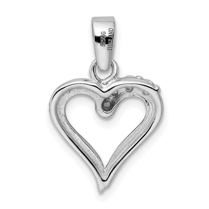 Sterlingsilber Rhodiniert Zirkonia Herz Anhänger