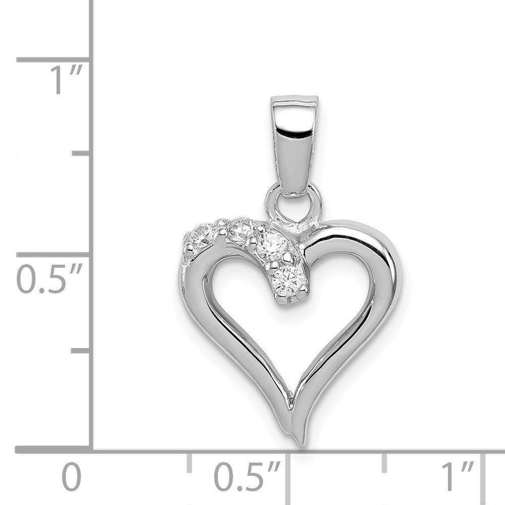 Sterlingsilber Rhodiniert Zirkonia Herz Anhänger