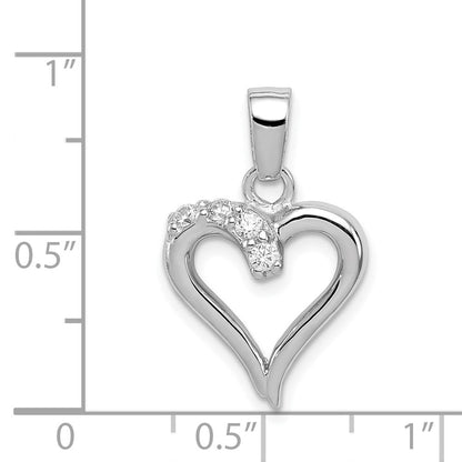 Sterlingsilber Rhodiniert Zirkonia Herz Anhänger