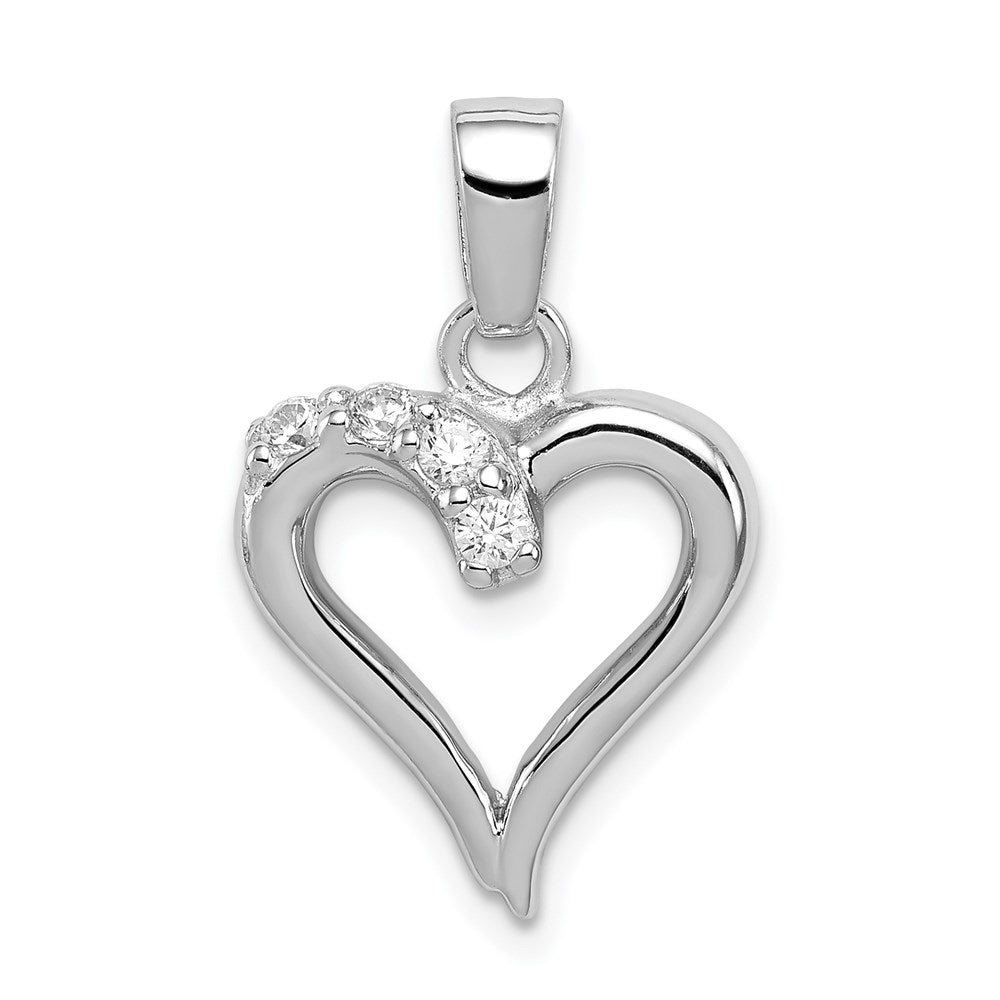 Sterlingsilber Rhodiniert Zirkonia Herz Anhänger