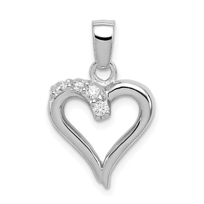 Sterlingsilber Rhodiniert Zirkonia Herz Anhänger