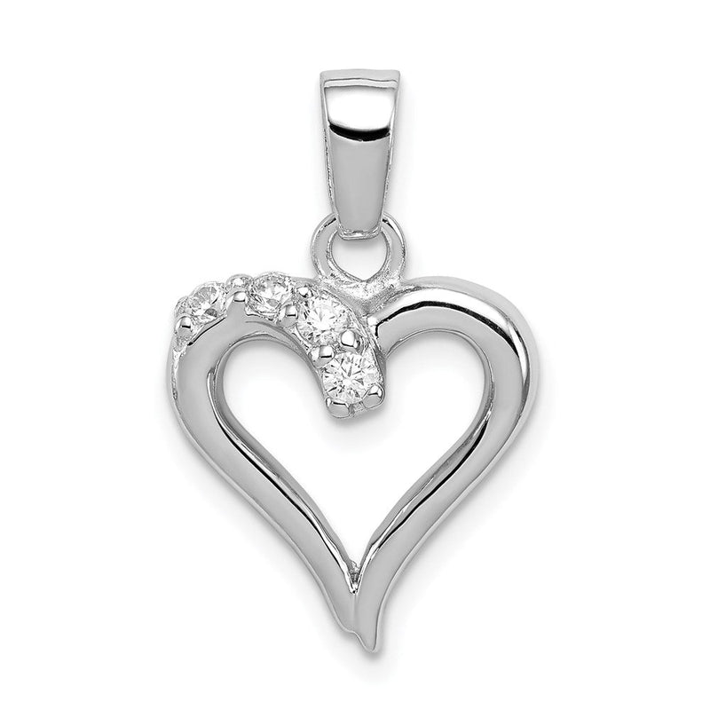 Sterlingsilber Rhodiniert Zirkonia Herz Anhänger