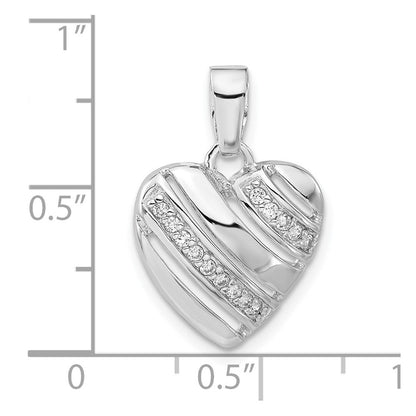 Sterlingsilber Rhodiniert Zirkonia Herz Anhänger