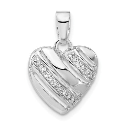 Sterlingsilber Rhodiniert Zirkonia Herz Anhänger