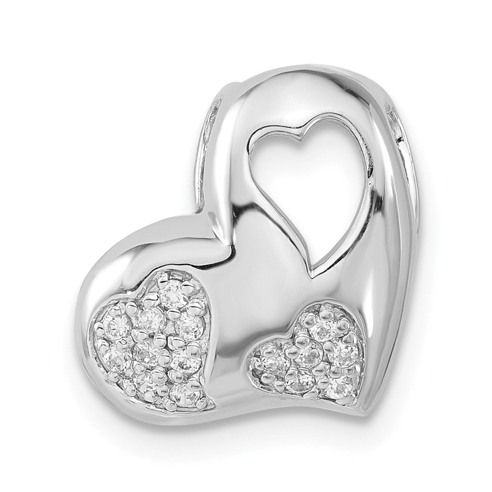 Sterlingsilber Rhodiniert Zirkonia Herz Anhänger