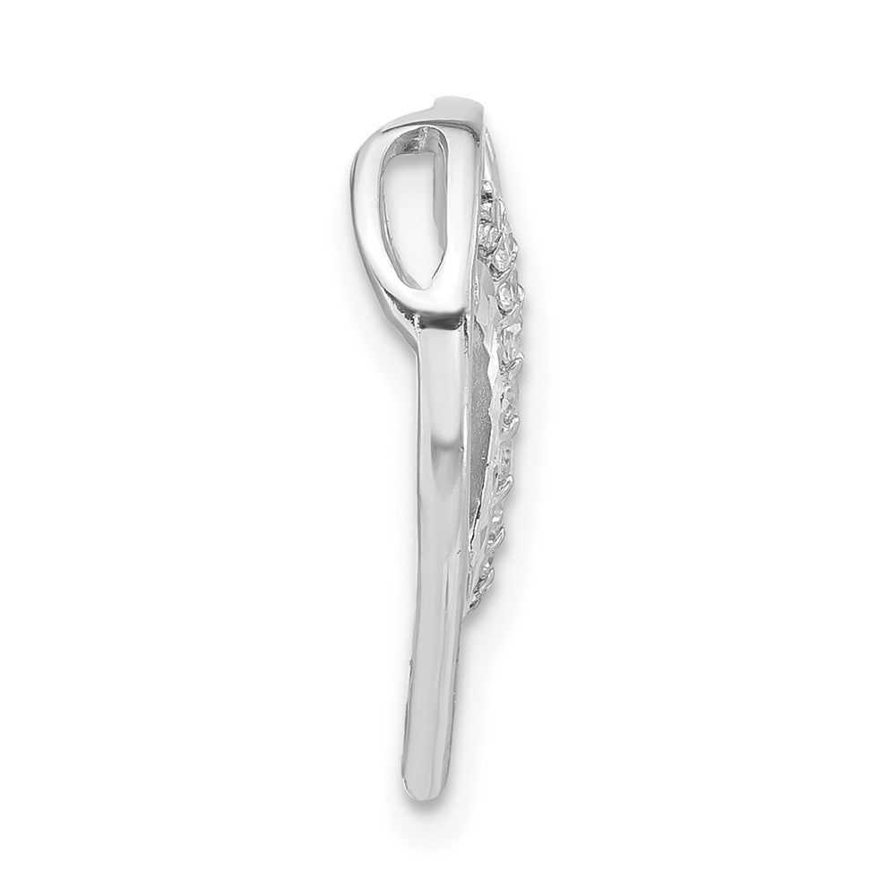 Sterlingsilber Poliert & Diamantiert Zirkonia Herz Anhänger