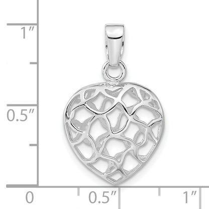 Sterlingsilber Rhodiniert Herz Anhänger