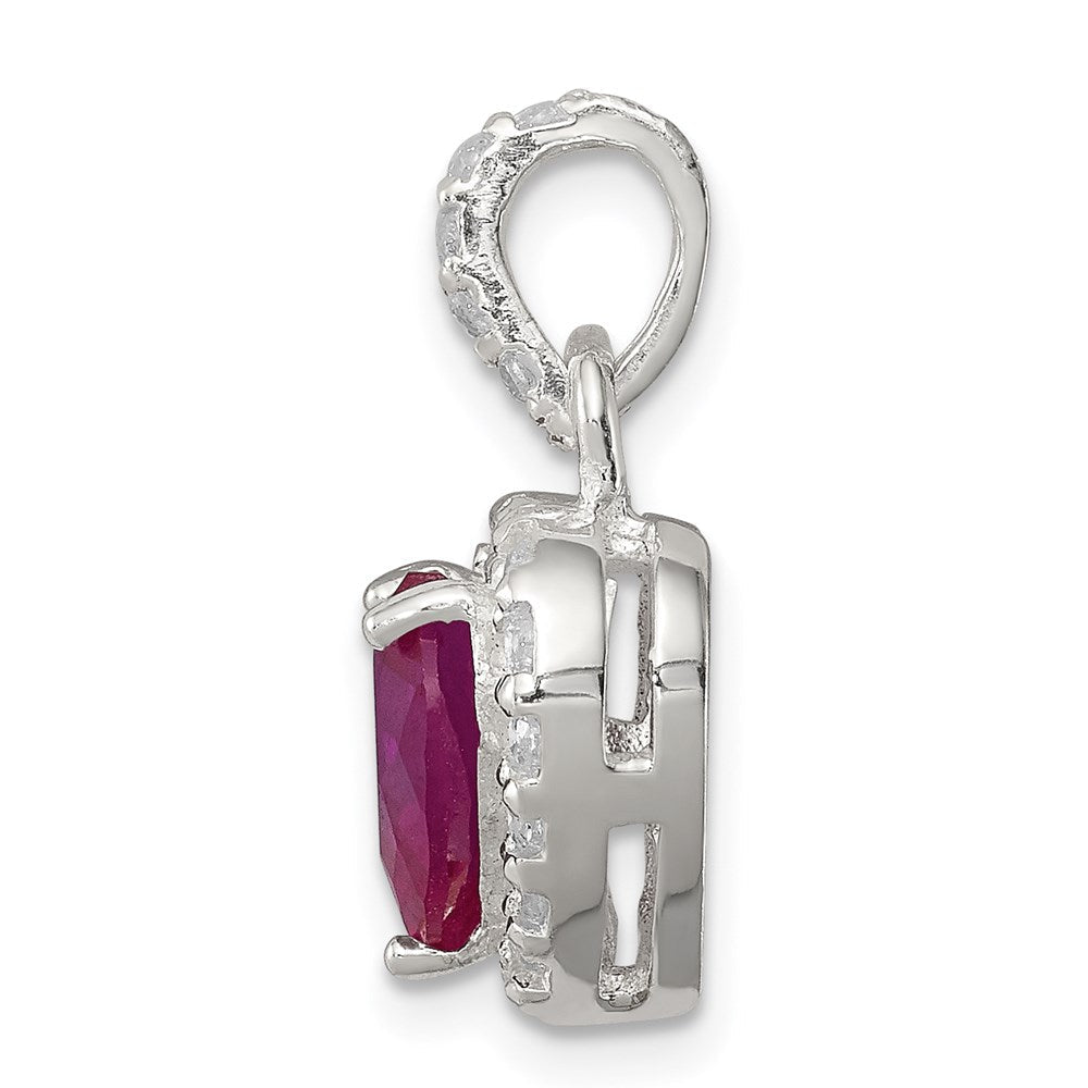 Sterlingsilber Rot Zirkonia Herz Anhänger