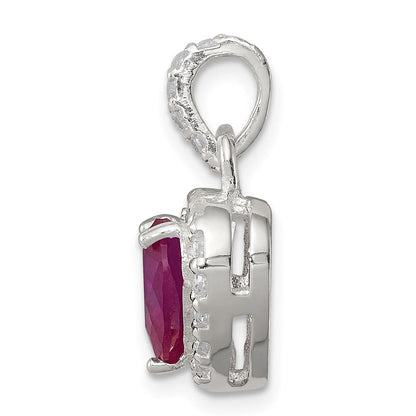 Sterlingsilber Rot Zirkonia Herz Anhänger