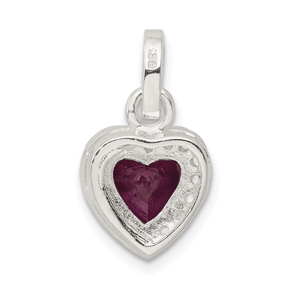 Sterlingsilber Rot Zirkonia Herz Anhänger