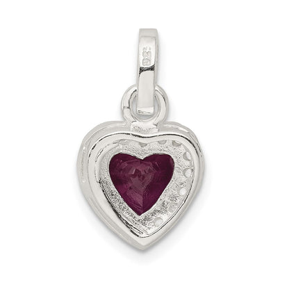 Sterlingsilber Rot Zirkonia Herz Anhänger