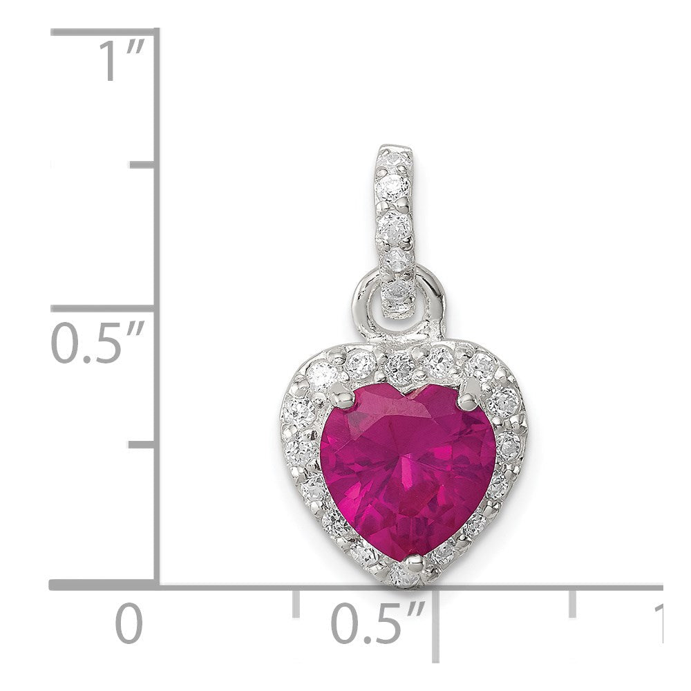 Sterlingsilber Rot Zirkonia Herz Anhänger