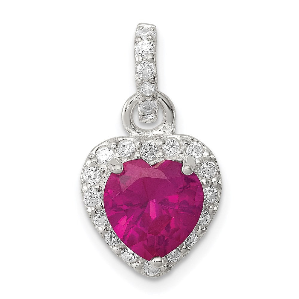 Sterlingsilber Rot Zirkonia Herz Anhänger