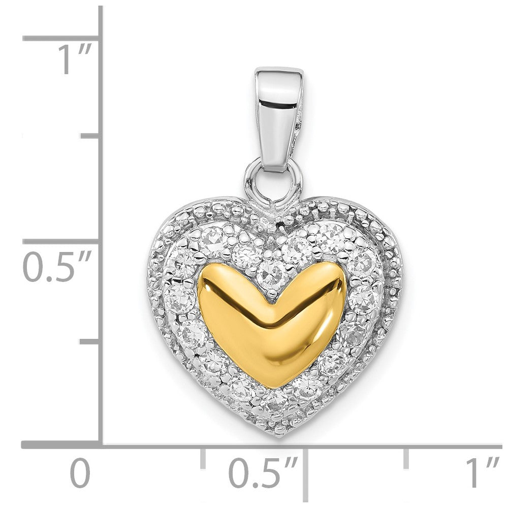 Sterlingsilber & Vergoldet Zirkonia Herz Anhänger