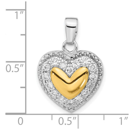 Sterlingsilber & Vergoldet Zirkonia Herz Anhänger