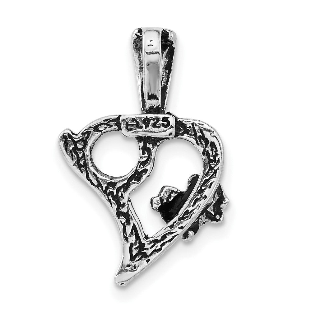 Sterlingsilber Poliert & Antikisiert Schmetterling Herz Charm