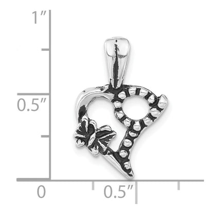 Sterlingsilber Poliert & Antikisiert Schmetterling Herz Charm