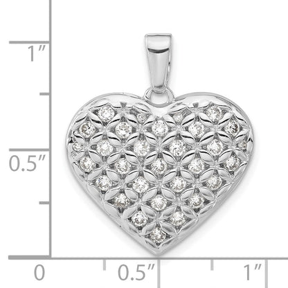 Sterlingsilber Rhodiniert Zirkonia Herz Anhänger