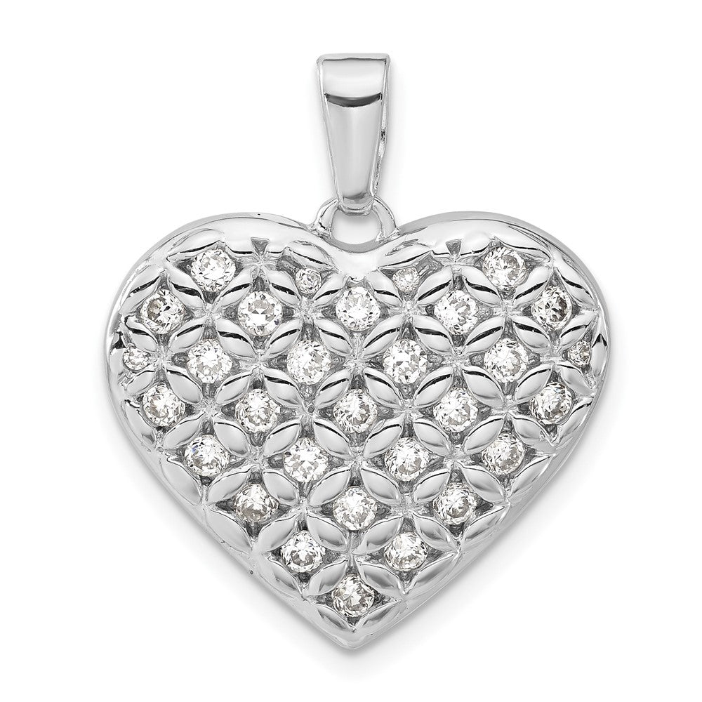 Sterlingsilber Rhodiniert Zirkonia Herz Anhänger