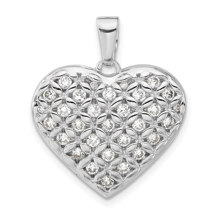 Sterlingsilber Rhodiniert Zirkonia Herz Anhänger