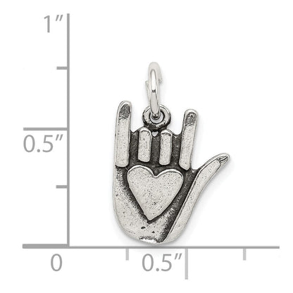 Sterlingsilber Antikisiert Zeichen Language Charm