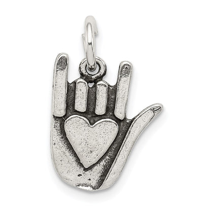 Sterlingsilber Antikisiert Zeichen Language Charm