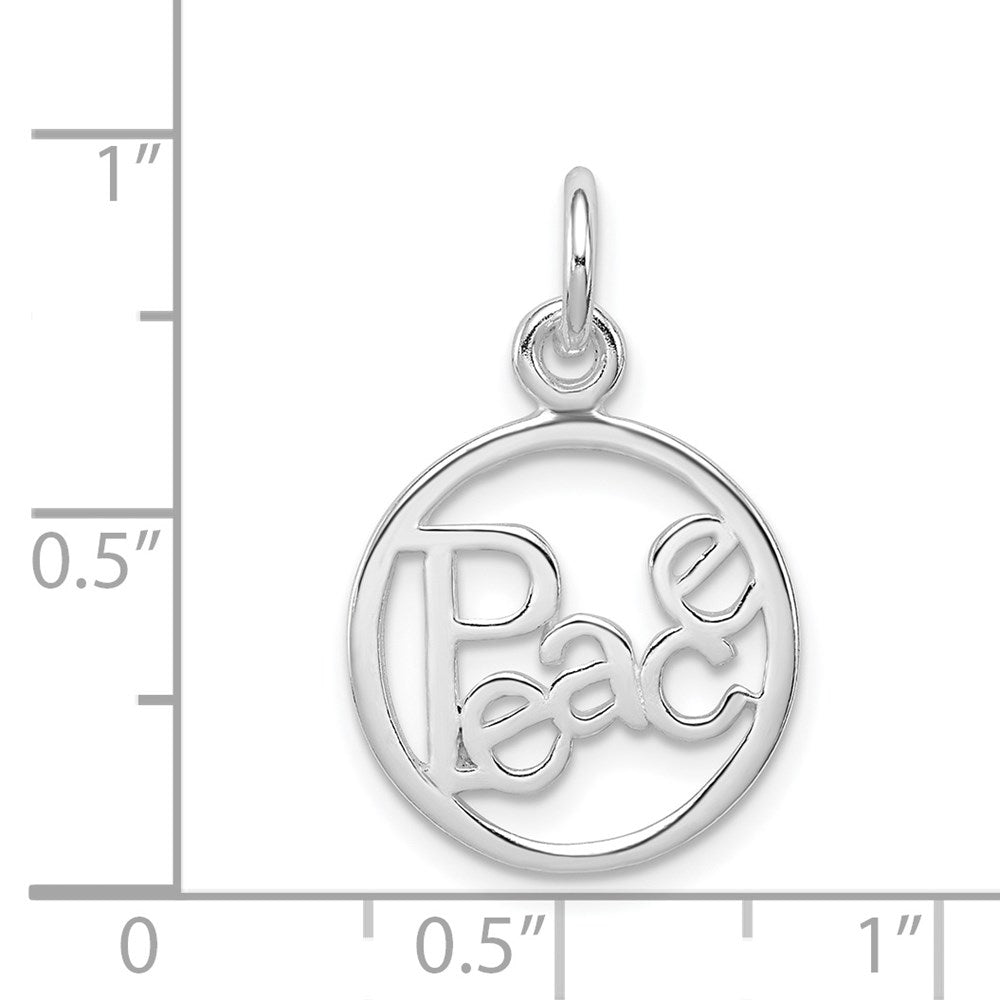 Sterlingsilber Rhodiniert Frieden Kreis Charm