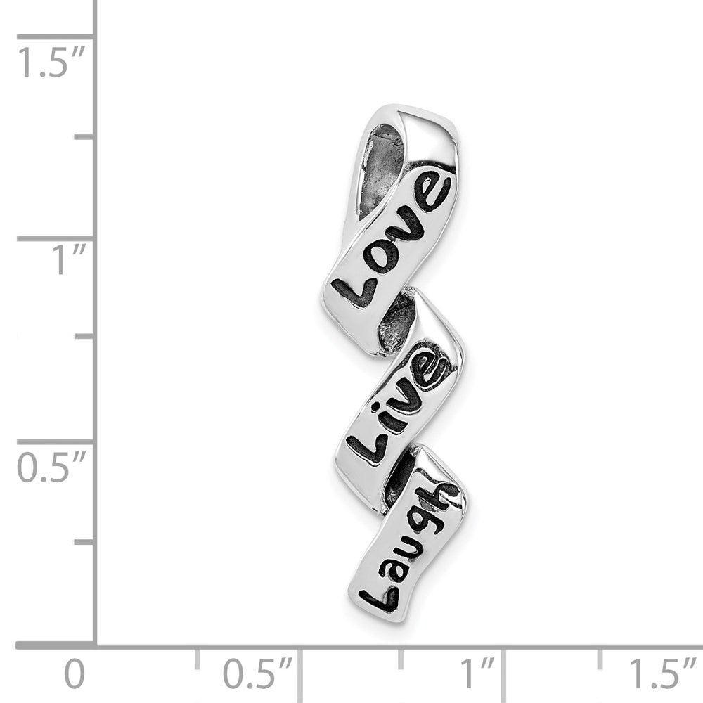 Sterlingsilber Rhodiniert Liebe, Leben, Lachen Charm