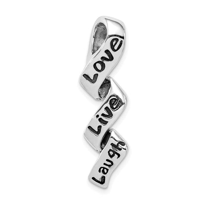 Sterlingsilber Rhodiniert Liebe, Leben, Lachen Charm