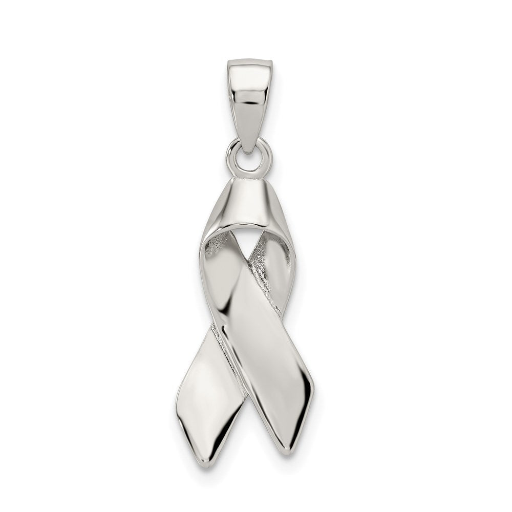 Sterlingsilber Rhodiniert Cancer Bewusstsein Schleife Charm