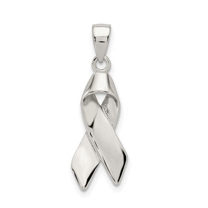 Sterlingsilber Rhodiniert Cancer Bewusstsein Schleife Charm