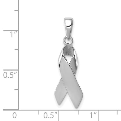 Sterlingsilber Rhodiniert Cancer Bewusstsein Schleife Charm