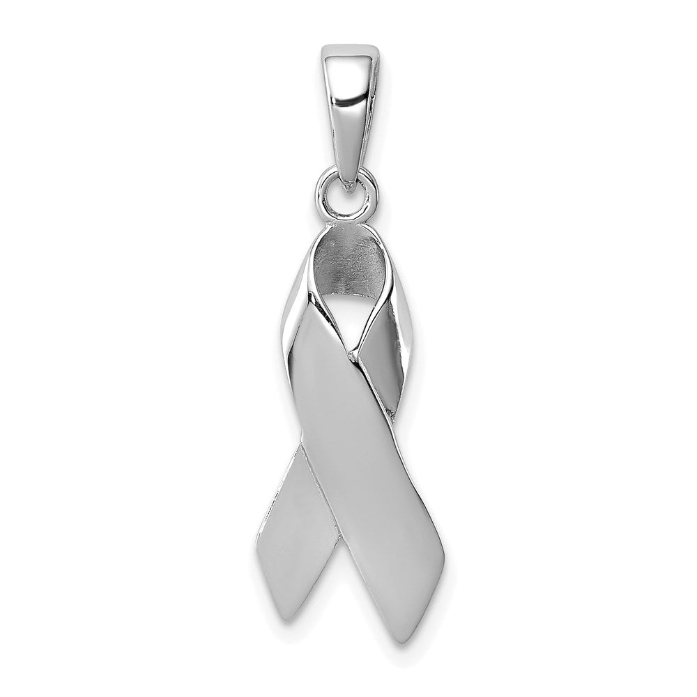 Sterlingsilber Rhodiniert Cancer Bewusstsein Schleife Charm