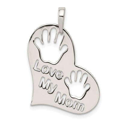 Sterlingsilber Poliert Liebe My Mama Herz Anhänger