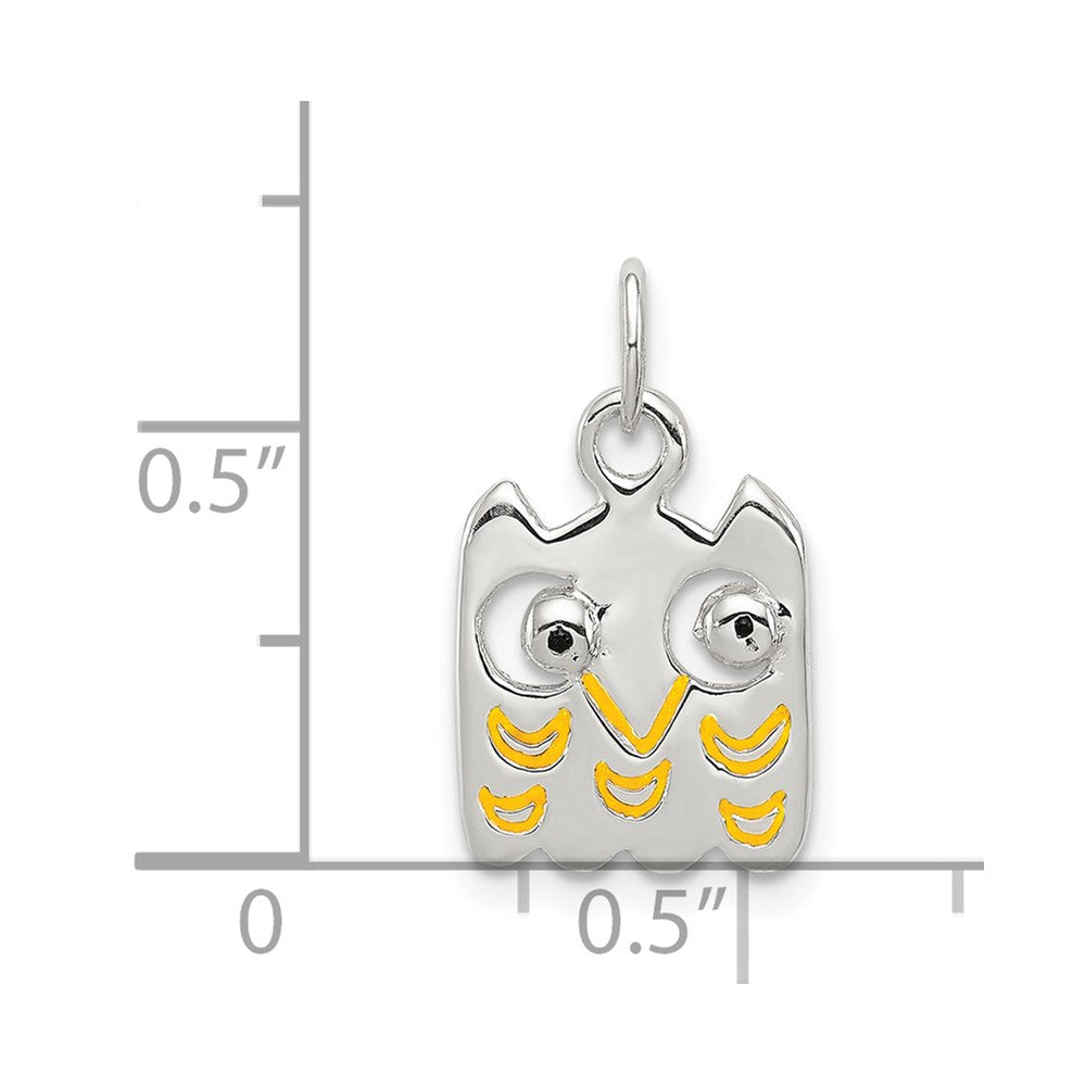 Sterlingsilber Gelb Emailliert Eule Charm