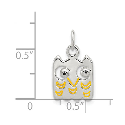 Sterlingsilber Gelb Emailliert Eule Charm