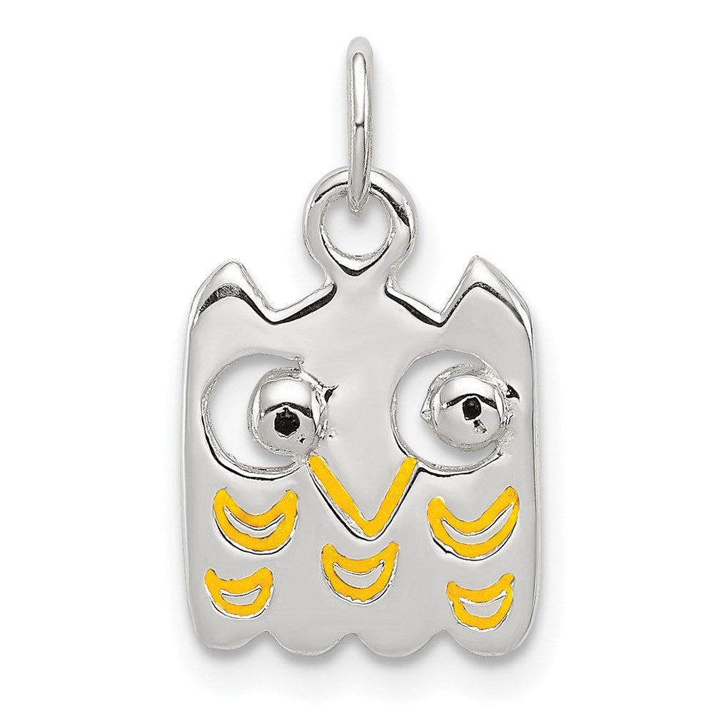 Sterlingsilber Gelb Emailliert Eule Charm