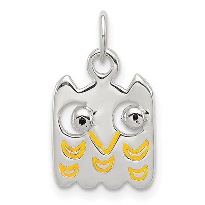 Sterlingsilber Gelb Emailliert Eule Charm