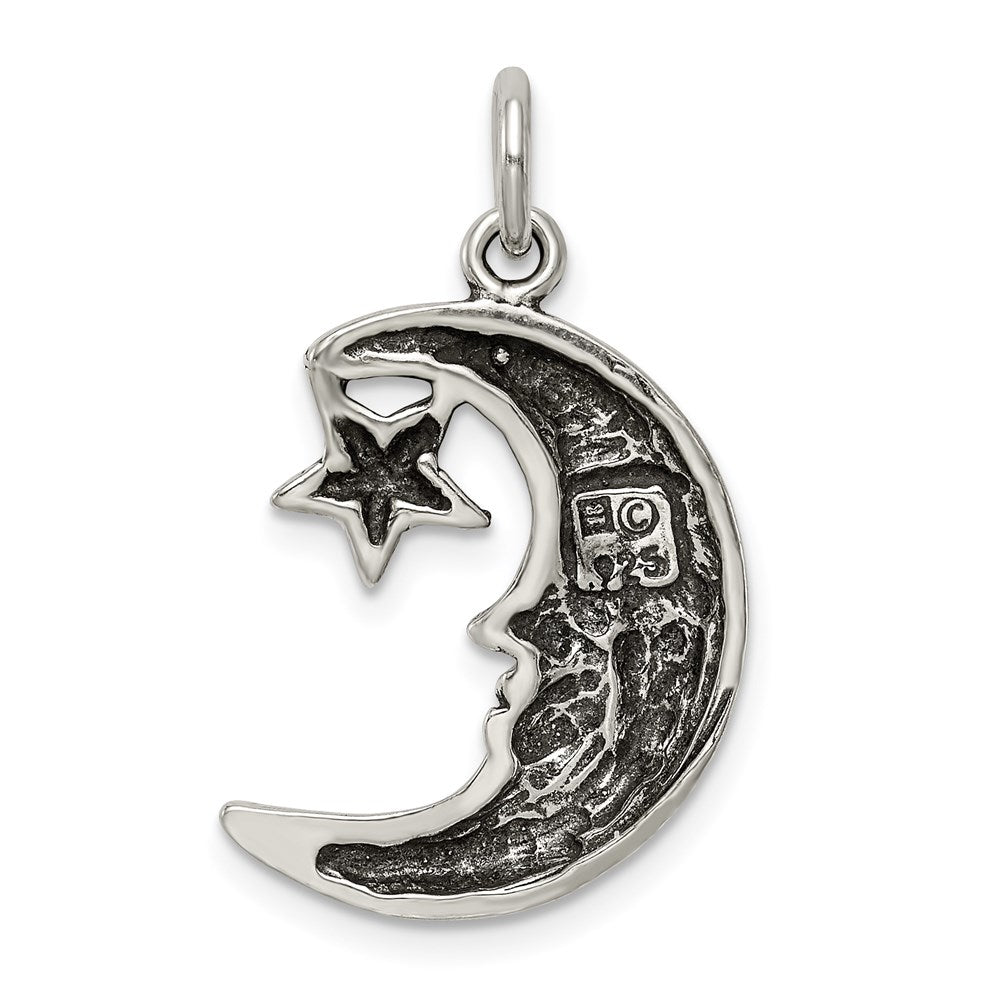 Sterlingsilber Antikisiert Mond Charm