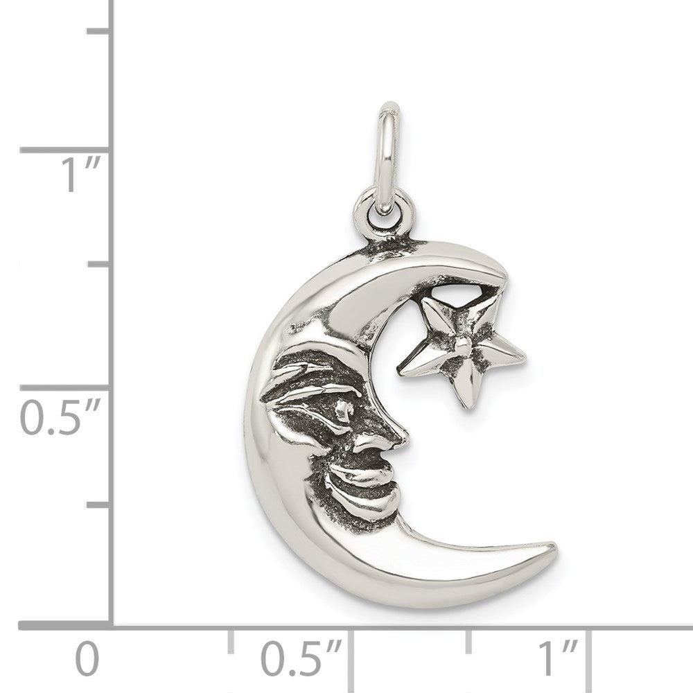 Sterlingsilber Antikisiert Mond Charm