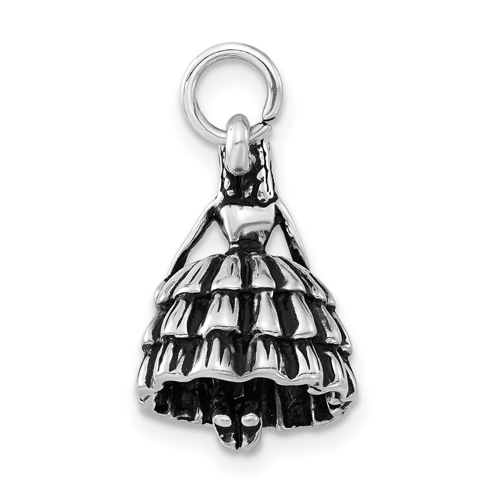 Sterlingsilber 3-d Antikisiert Mädchen in Dress Charm
