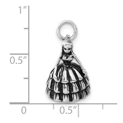 Sterlingsilber 3-d Antikisiert Mädchen in Dress Charm
